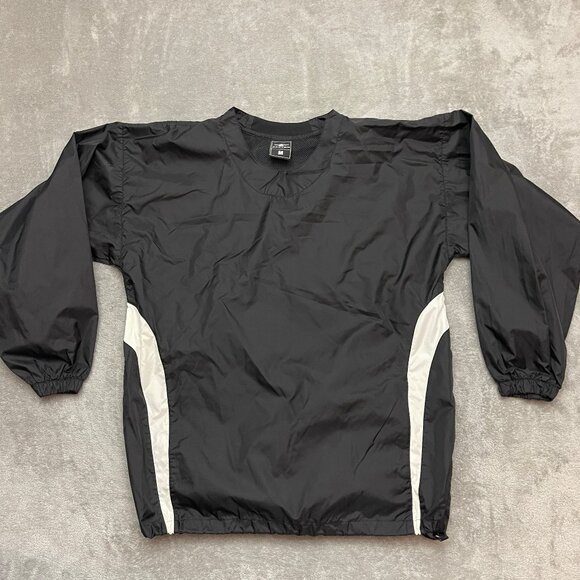 Easton Baseball Wind Jacket Rain Pullover Black Medium Long Sleeve Vented - Picture 1 of 7